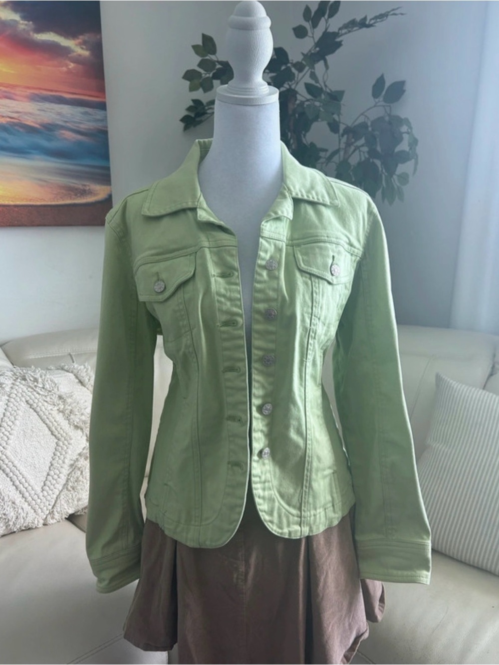 Ami Alexandre Mattiussi Light Green Fitted Jean Jacket